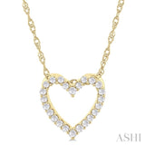 1/10 Ctw Heart Shape Round Cut Diamond Pendant With Chain in 14K Yellow Gold