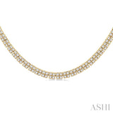 1 ctw Double Row Round Cut Diamond Necklace in 10K Yellow Gold