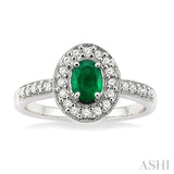 Oval Shape Gemstone & Diamond Ring