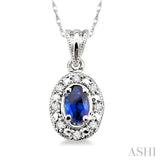 Oval Shape Gemstone & Diamond Pendant