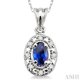 Oval Shape Gemstone & Diamond Pendant