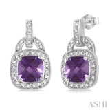 Silver Gemstone & Diamond Earrings