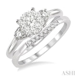 1/2 Ctw Diamond Wedding Set with 1/2 Ctw Lovebright Engagement Ring and 1/20 Ctw Wedding Band in 14K White Gold