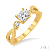 3/8 Ctw Diamond Engagement Ring with 1/3 Ct Princess Cut Center Stone in 14K Yellow Gold