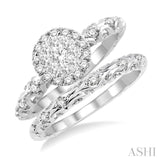 1/2 Ctw Diamond Lovebright Wedding Set with 3/8 Ctw Round Cut Engagement Ring and 1/20 Ctw Wedding Band in 14K White Gold