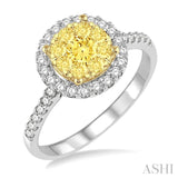 3/4 Ctw Round Shape Diamond Lovebright Ring in 14K White and Yellow Gold