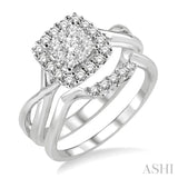 1/2 Ctw Diamond Lovebright Wedding Set with 1/2 Ctw Engagement Ring and 1/20 Ctw Wedding Band in 14K White Gold