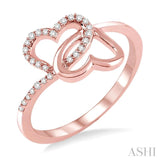 Twin Heart Shape Light Weight Diamond Fashion Ring