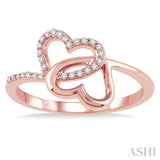 Twin Heart Shape Light Weight Diamond Fashion Ring