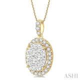 Oval Shape Lovebright Diamond Pendant