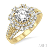 1 1/3 Ctw Diamond Engagement Ring with 5/8 Ct Round Cut Center Stone in 14K Yellow Gold