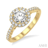 3/4 Ctw Diamond Engagement Ring with 3/8 Ct Round Cut Center Stone in 14K Yellow Gold