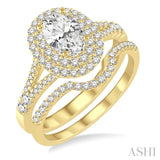 1 1/6 Ctw Diamond Bridal Set with 1 Ctw Oval Cut Engagement Ring and 1/6 Ctw Wedding Band in 14K Yellow Gold
