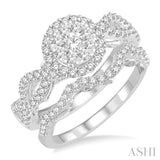 1 Ctw Round Cut Diamond Lovebright Bridal Set with 3/4 Ctw Engagement Ring and 1/5 Ctw Wedding Band in 14K White Gold
