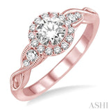 1/2 Ctw Diamond Engagement Ring with 1/5 Ct Round Cut Center Stone in 14K Rose Gold