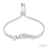 Mom Silver Diamond Lariat Bracelet