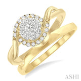 1/3 Ctw Diamond Lovebright Wedding Set with 1/3 Ctw Round Cut Engagement Ring and Shadow Band in 14K Yellow and White Gold