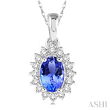 Oval Shape Gemstone & Diamond Pendant