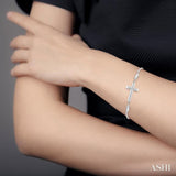 Silver Cross Lariat Diamond Bracelet