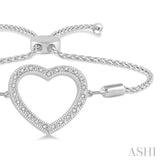 Silver Heart Shape Lariat Diamond Bracelet