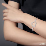 Silver Heart Shape Lariat Diamond Bracelet