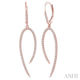 1/2 Ctw Hook Shape Dangler Round Cut Diamond Fashion Long Earrings in 14K Rose Gold