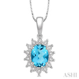 Oval Shape Gemstone & Diamond Pendant