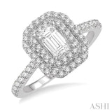 1/4 ct Octagonal Shape Semi-Mount Diamond Engagement Ring in 14K White Gold