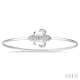 Silver Diamond Fleur De Lis Flexi Bangle