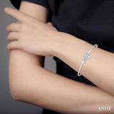 Silver Diamond Heart Shape Flexi Bangle