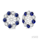 2.65 MM Round Cut Sapphire and 3/4 Ctw Round Cut Diamond Earring Jacket in 14K White Gold