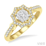 1/3 Ctw Star Shape Lovebright Round Cut Diamond Ring in 14K Yellow and White Gold