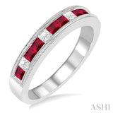 1/5 ctw Art Deco Inspired 2.1MM Princess Cut Ruby and Diamond Precious Ring in 14K White Gold