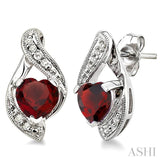 Heart Shape Gemstone & Diamond Earrings