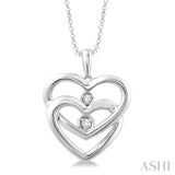 1/20 Ctw Round Cut Diamond Heart Pendant in Sterling Silver with Chain