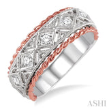 1/3 Ctw Round Cut Diamond Fashion Band in 14K White and Rose Gold