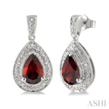 Pear Shape Silver Gemstone & Diamond Earrings
