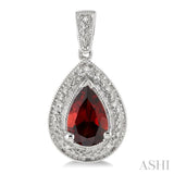 Pear Shape Silver Gemstone & Diamond Earrings