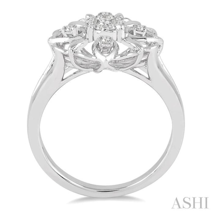 Flower Shape Lovebright Diamond Fashion Ring