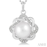 Silver Pearl & Diamond Pendant