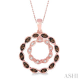 1/8 Ctw White and Champagne Brown Diamond Pendant in 14K Rose Gold with Chain