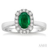 Oval Shape Gemstone & Diamond Ring