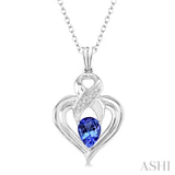 6x4 mm Pear Shape Tanzanite and 1/50 Ctw Single Cut Diamond Pendant in Sterling Silver with Chain