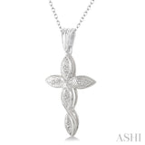 Silver Infinity Shape Cross Diamond Pendant