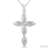 Silver Infinity Shape Cross Diamond Pendant