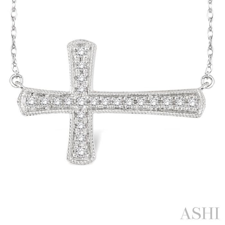 Diamond Sideways Cross Necklace in sterling silver for older girls