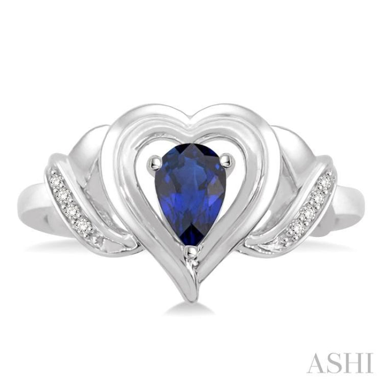 Heart Shape Silver Gemstone & Diamond Fashion Ring