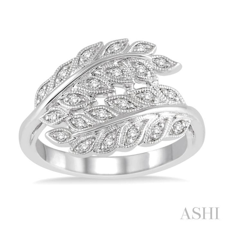 Silver Leaf Diamond Ring
