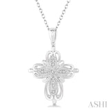 1/20 Ctw Round Cut Diamond Cross Pendant in Sterling Silver with Chain