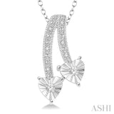 Silver 2 Stone Heart Shape Diamond Fashion Pendant